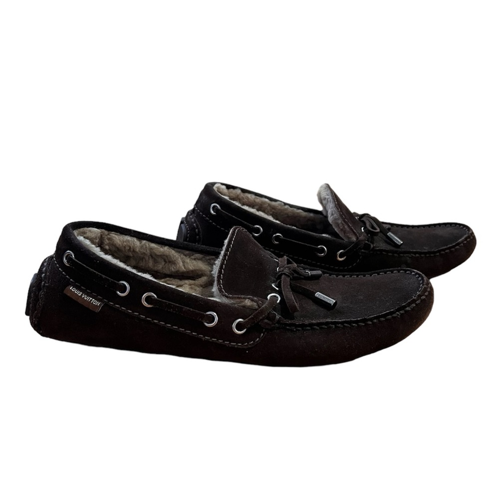 Authentic Louis Vuitton Brown Suede Arizona Car Shoe